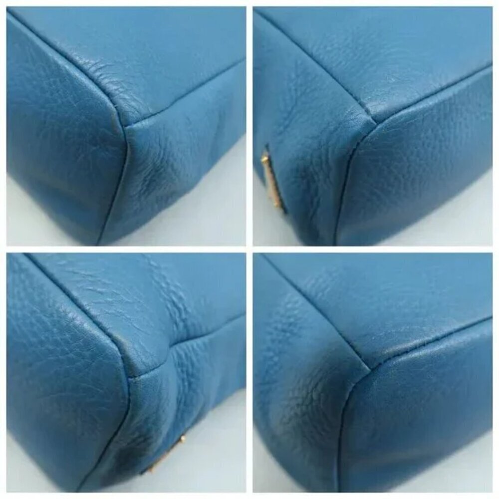 100% Authentic PRADA Blue Leather Shoulder Bag 613-082824 - Picture 6 of 12